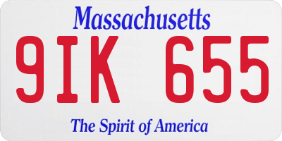 MA license plate 9IK655