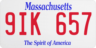 MA license plate 9IK657