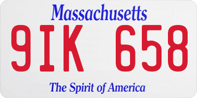 MA license plate 9IK658
