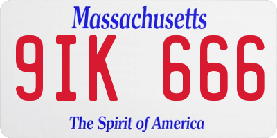 MA license plate 9IK666