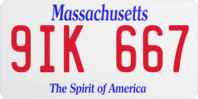 MA license plate 9IK667