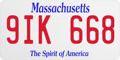MA license plate 9IK668