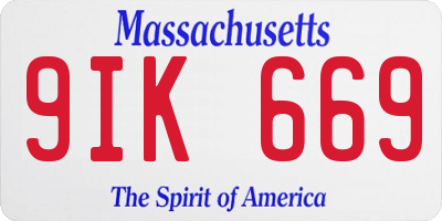 MA license plate 9IK669