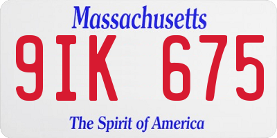 MA license plate 9IK675