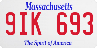 MA license plate 9IK693