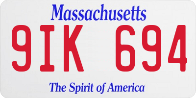 MA license plate 9IK694