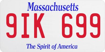 MA license plate 9IK699