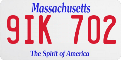 MA license plate 9IK702