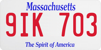 MA license plate 9IK703