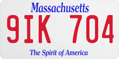 MA license plate 9IK704
