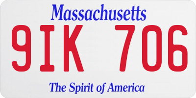 MA license plate 9IK706