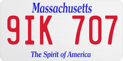 MA license plate 9IK707