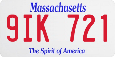 MA license plate 9IK721
