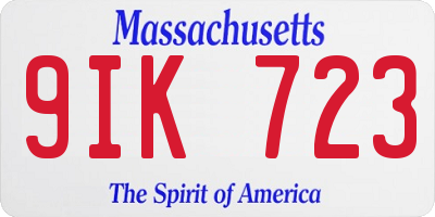 MA license plate 9IK723