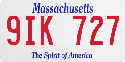 MA license plate 9IK727