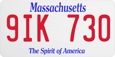 MA license plate 9IK730