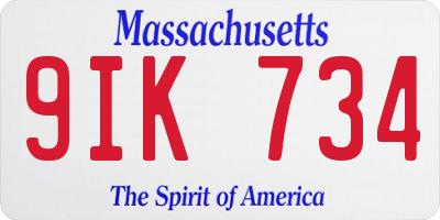 MA license plate 9IK734