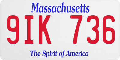MA license plate 9IK736