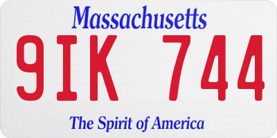 MA license plate 9IK744