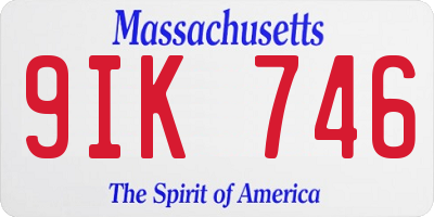 MA license plate 9IK746
