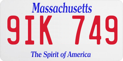MA license plate 9IK749