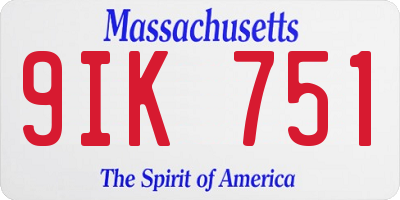 MA license plate 9IK751