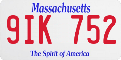 MA license plate 9IK752