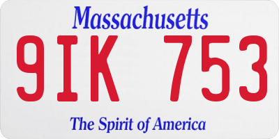 MA license plate 9IK753
