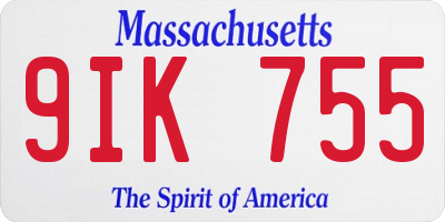 MA license plate 9IK755
