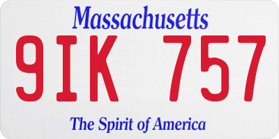 MA license plate 9IK757