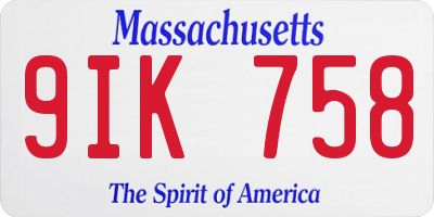 MA license plate 9IK758