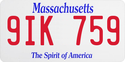 MA license plate 9IK759
