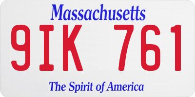 MA license plate 9IK761