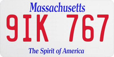MA license plate 9IK767
