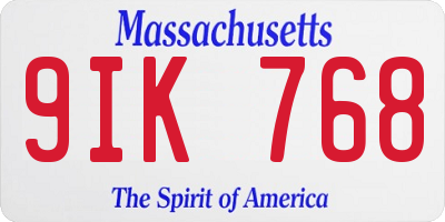 MA license plate 9IK768