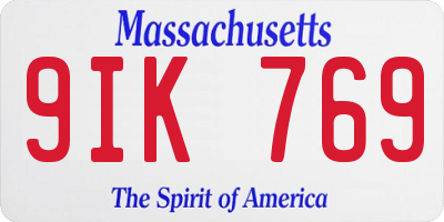 MA license plate 9IK769