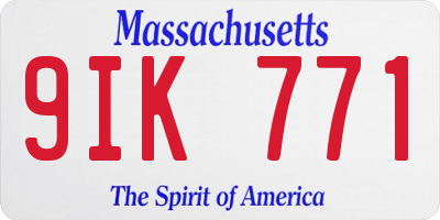 MA license plate 9IK771