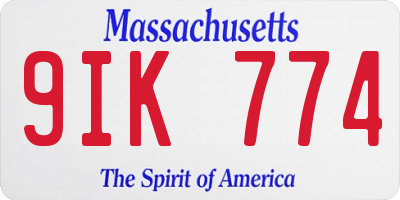 MA license plate 9IK774