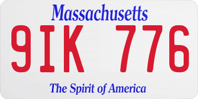 MA license plate 9IK776