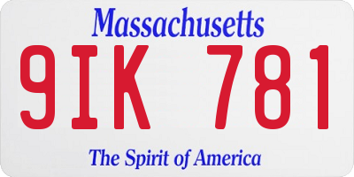 MA license plate 9IK781