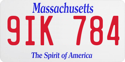 MA license plate 9IK784