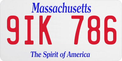 MA license plate 9IK786