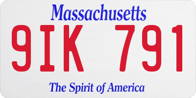 MA license plate 9IK791
