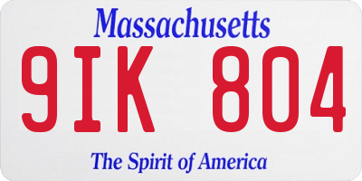 MA license plate 9IK804