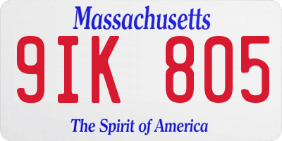 MA license plate 9IK805
