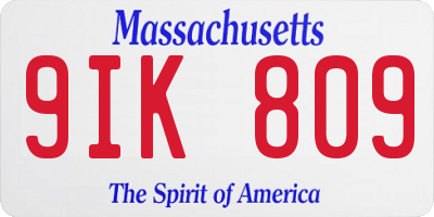 MA license plate 9IK809