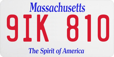 MA license plate 9IK810