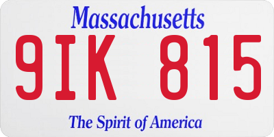 MA license plate 9IK815