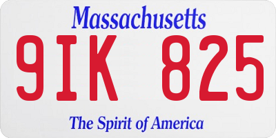 MA license plate 9IK825