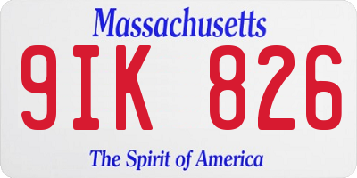 MA license plate 9IK826